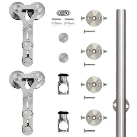 Designer Collection Stainless Steel 78" Dual Wheel Strap Sliding Door Hardware NT.1400.06WG.SS